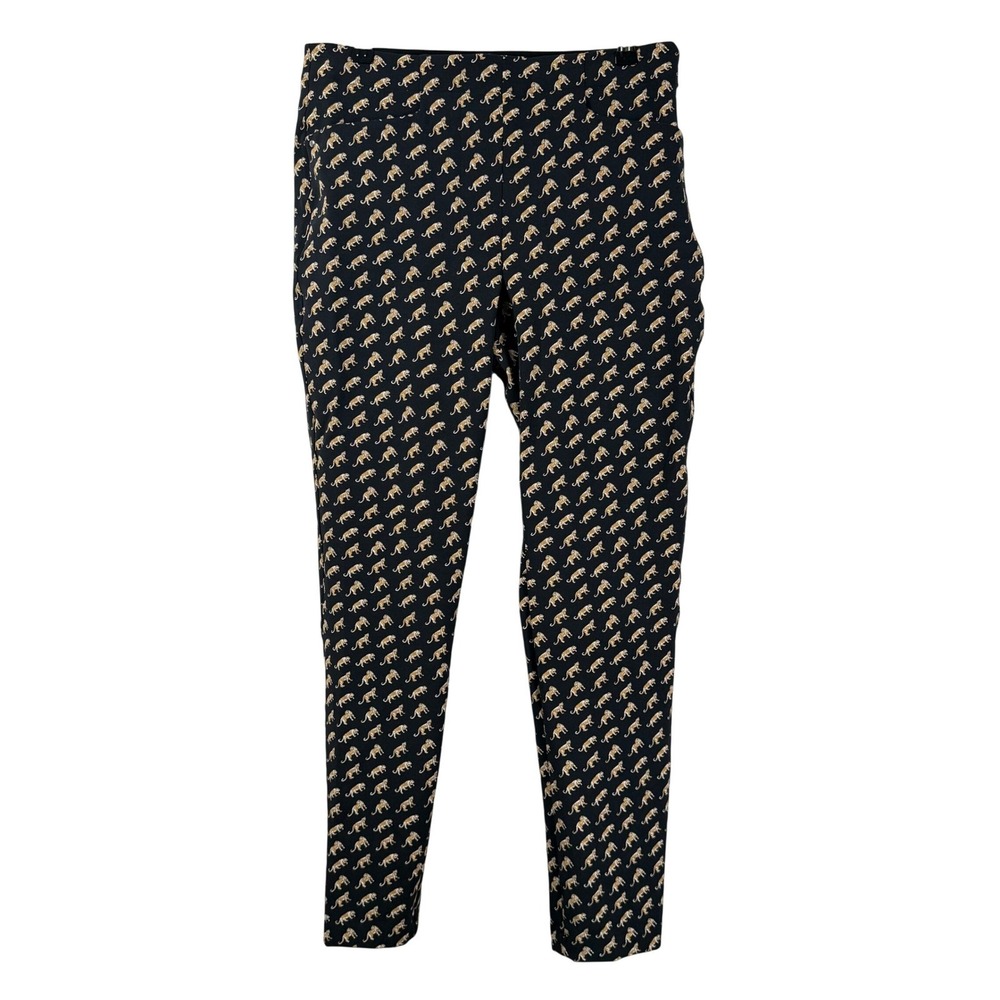 RLX Ralph Lauren Womens 12 Leopard Cheetah Print Golf Pants Black Stretch Slim